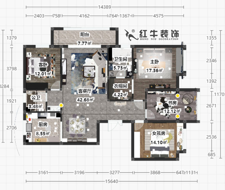 顾娟_新亭兰苑1-604-148㎡-现代风格_4室2厅2卫(老房装修)_定制家¥165000_全包21万00彩平图